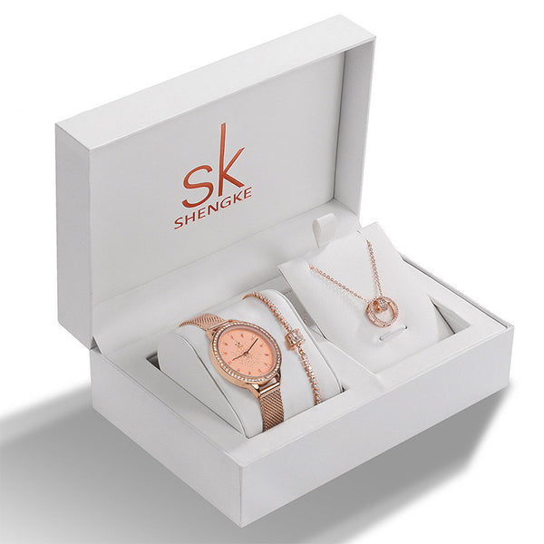 Ladies Rhinestone Memorial Watch Set Jewelry