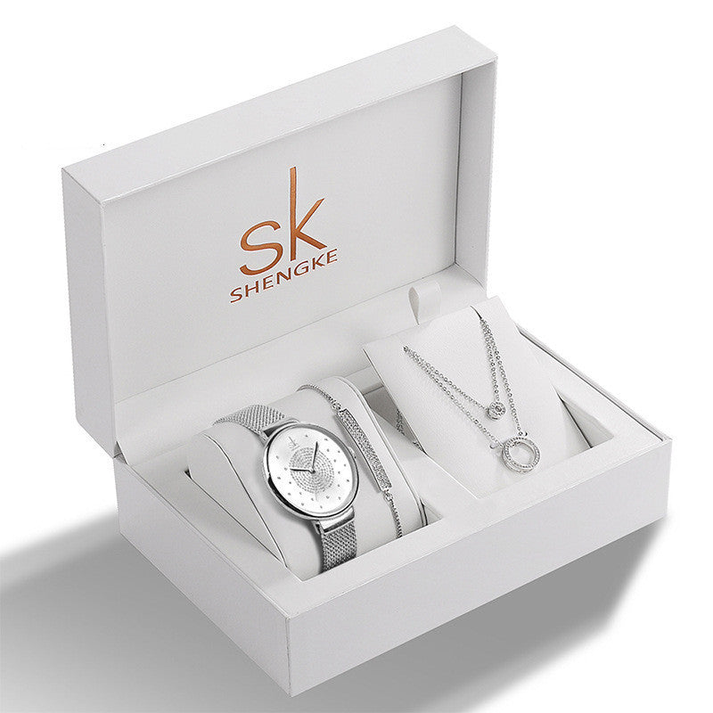Ladies Rhinestone Memorial Watch Set Jewelry