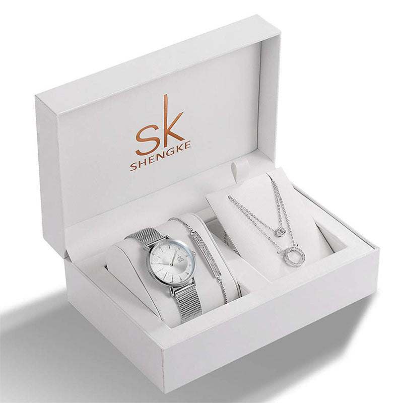 Ladies Rhinestone Memorial Watch Set Jewelry