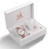 Ladies Rhinestone Memorial Watch Set Jewelry