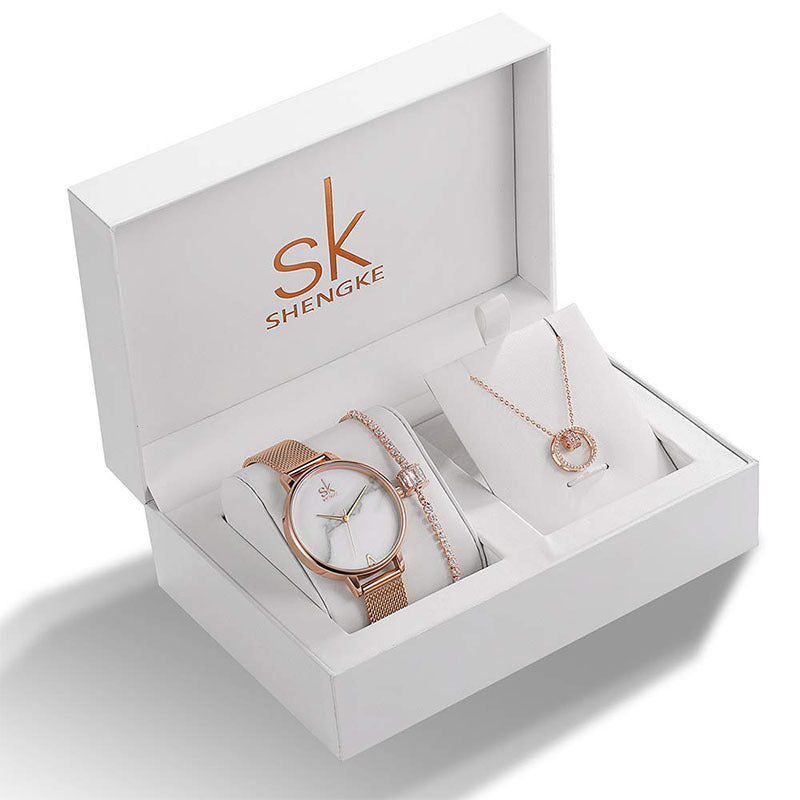 Ladies Rhinestone Memorial Watch Set Jewelry