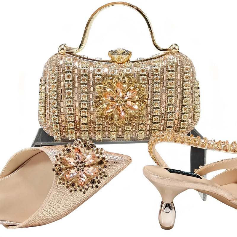 Decorative Ankle Drill Chain With Hard Clutch bag
