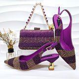 Simple Pointed Striped Delicate Rhinestone Shoe and Bag