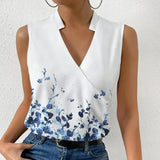 V-neck Casual Printed Tops
