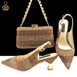 Simple Pointed Striped Delicate Rhinestone Shoe and Bag
