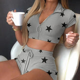 Star Printing Lapel Knitted Suit