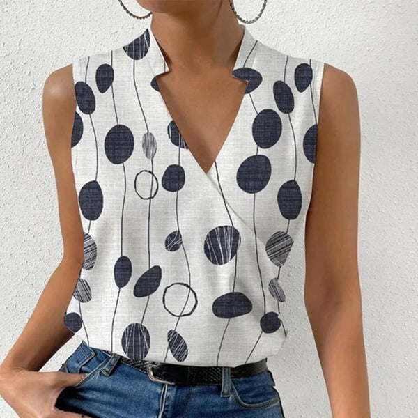 V-neck Casual Printed Tops