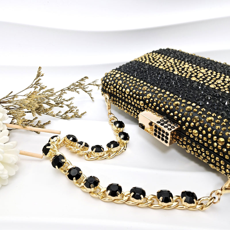 Simple Pointed Striped Delicate Rhinestone Shoe and Bag